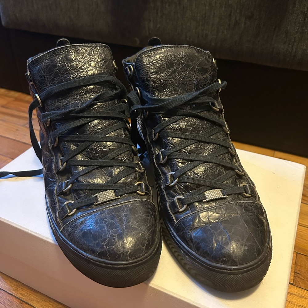 Balenciaga Black Sneakers Leather Low-Top